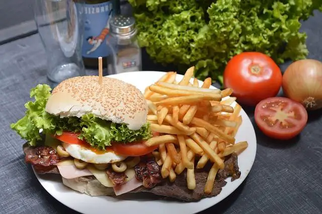 Burger and fries