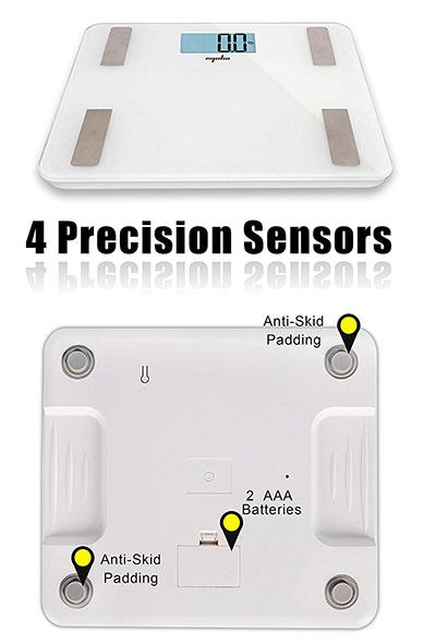 Sensors on the eqoba body fat scale