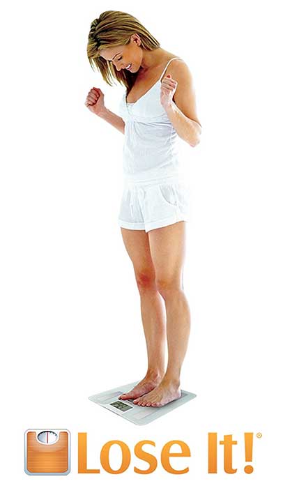 Woman standing on a weight scale